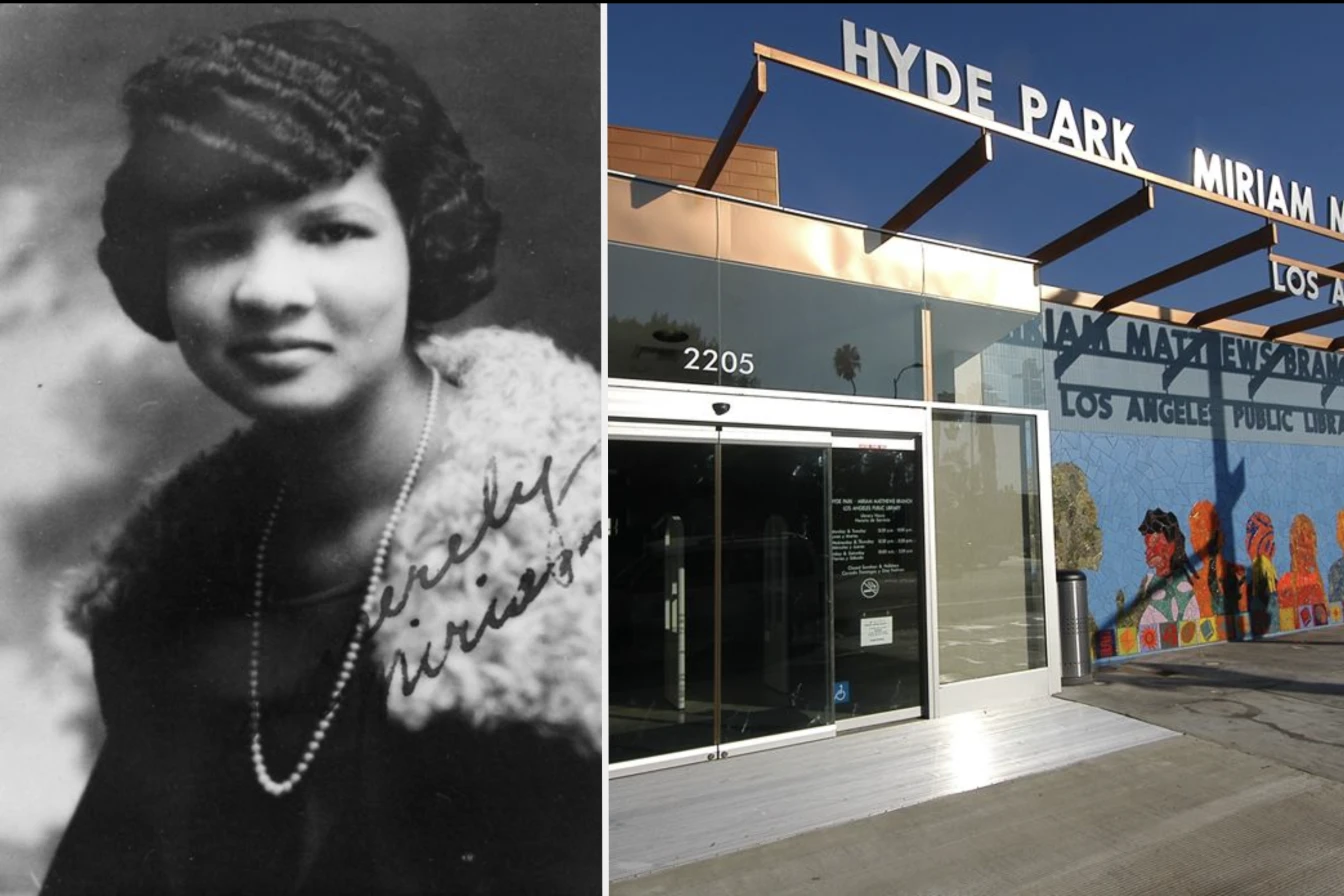 The Hyde Park Miriam Matthews Branch Library opened this building in 2004 and renamed it in honor of L.A.'s first Black librarian.
